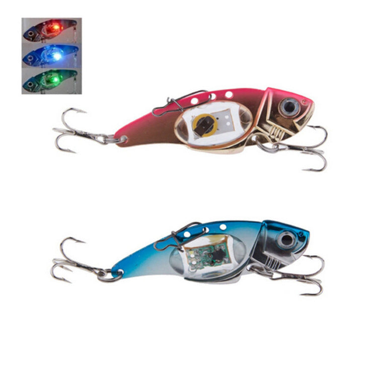 LED Fish-shaped Fish Lure Underwater Luminous Light Bait Fake Lure Metal Luminous Bait