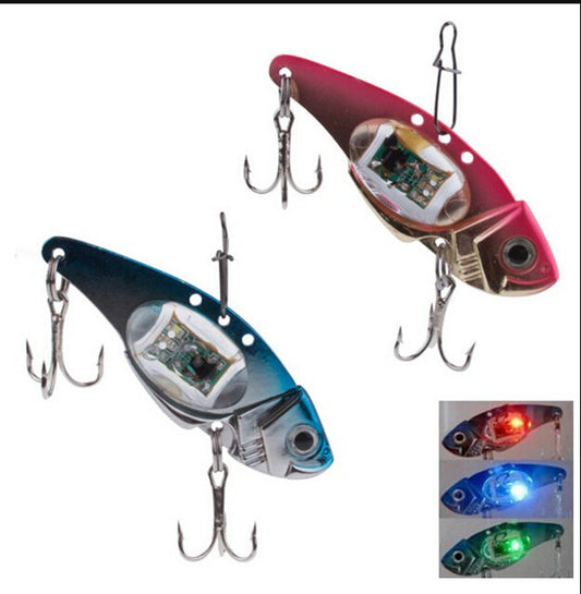 LED Fish-shaped Fish Lure Underwater Luminous Light Bait Fake Lure Metal Luminous Bait