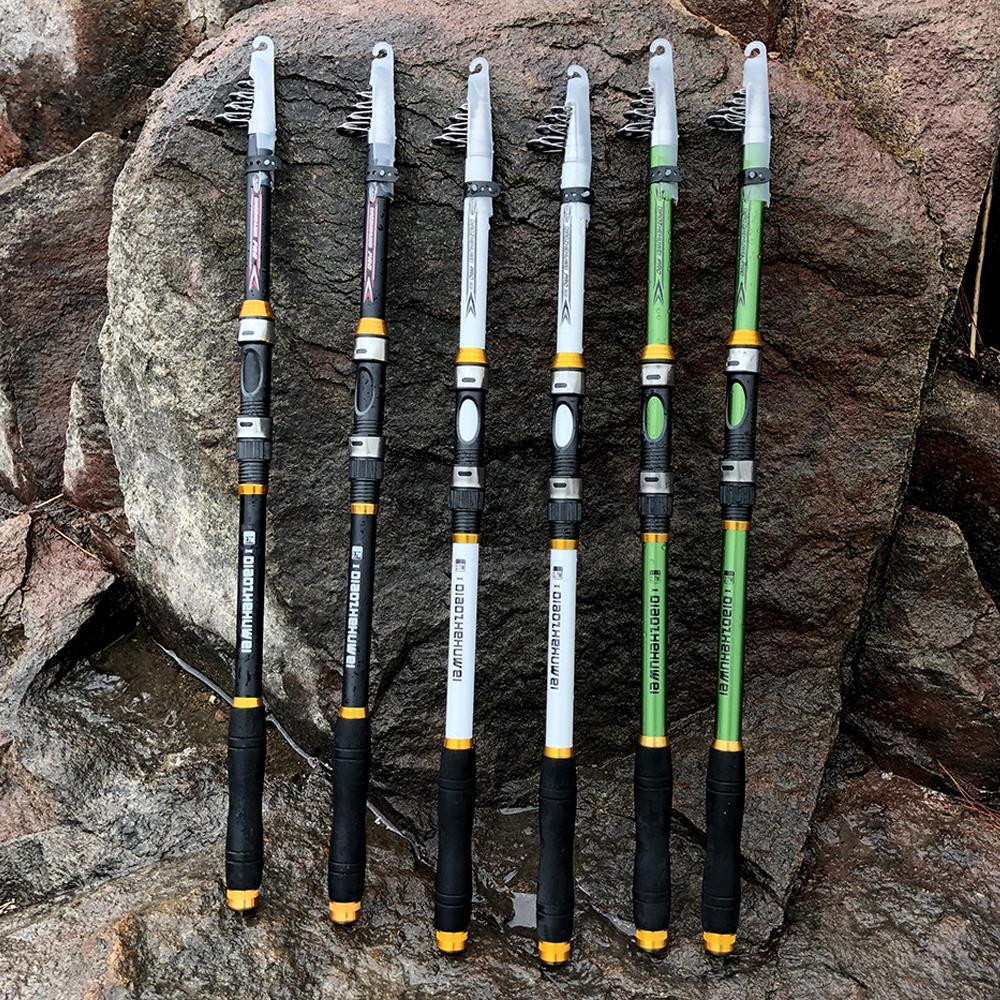 White Spinning Fishing Rod Carbon Fiber Telescopic Fish Rods